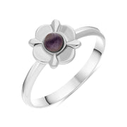 Sterling Silver Blue John Four Petal Round Ring, R741.