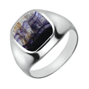 Sterling Silver Blue John Large Cushion Signet Ring, R180