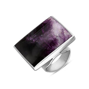 Sterling Silver Blue John Large Square Ring, R605.