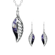 Sterling Silver Blue John Leaf Drop Two Piece Set