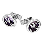 Sterling Silver Blue John Millstone 70 Cufflinks. CL546.