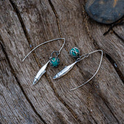 Sterling Silver Emma Stothard Silver Darling Turquoise Float Charm Hook Earrings, E2582.