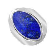 Sterling Silver Lapis Lazuli Medium Oval Ring. R012.