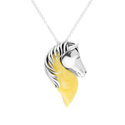 Sterling Silver Milky Amber Horse Head Necklace, P2495_MILKY