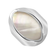 Sterling Silver Mother of Pearl Medium Oval Ring. R012.