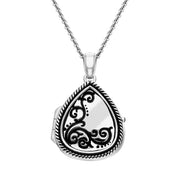 Sterling Silver Pear Swirl Rope Edge Keepsake Locket P3537