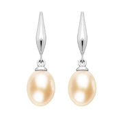 Sterling Silver Pearl Peach Drop Earrings. E1354.