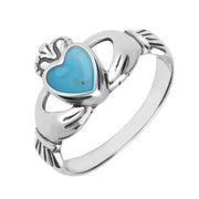 Sterling Silver Turquoise Claddagh Set Ring R074