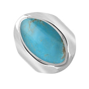 Sterling Silver Turquoise Medium Oval Ring. R012.