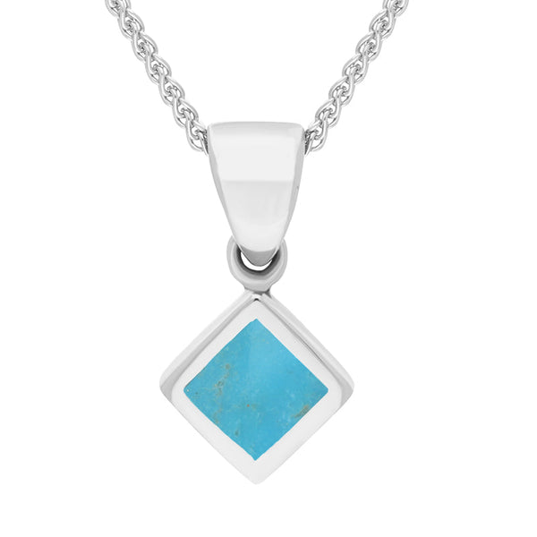 Sterling Silver Turquoise Dinky Square Necklace, P327.