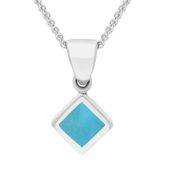 Sterling Silver Turquoise Dinky Square Necklace, P327.