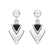 Sterling Silver Whitby Jet Arrowhead Drop Earrings. E201.