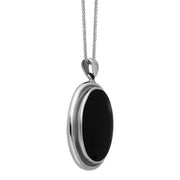 Sterling Silver Whitby Jet Framed Oval Necklace. P250.