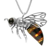 Sterling Silver Amber Large Bee Necklace P2320