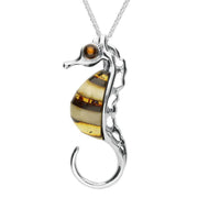 Sterling Silver Amber Large Seahorse Necklace, P2317.