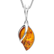 Sterling Silver Amber Leaf Necklace. P2180