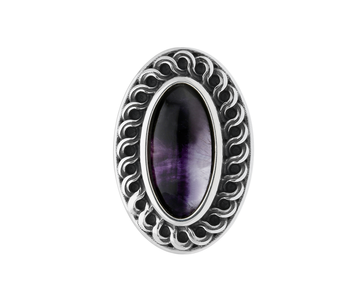 Sterling Silver Blue John Crescent Pin Brooch M355