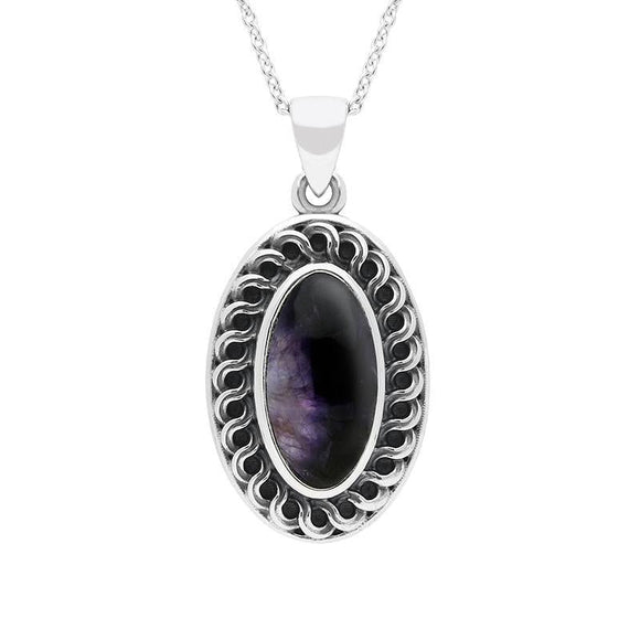 Sterling Silver Blue John Crescent Small Necklace. P3301