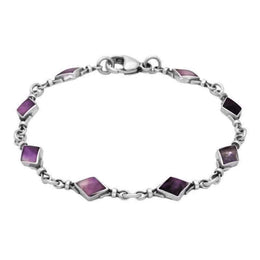 Sterling Silver Blue John Diamond Shaped Bracelet. B186.