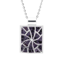 Sterling Silver Blue John Mosaic Fan Pattern Oblong Necklace P1140