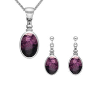 Sterling Silver Blue John Oval Bottletop Two Piece Set