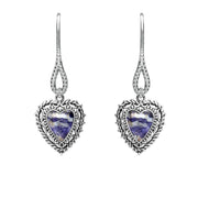 Sterling Silver Blue John Oxi Heart Drop Earrings, E1924.