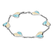 00117770 Sterling Silver Coquina Larimar Split Heart Bracelet, B360.