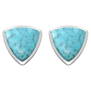 Sterling Silver Turquoise Curved Triangle Stud Earrings. E203.