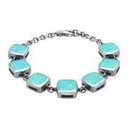 Sterling Silver Turquoise Cushion Bracelet. B470.