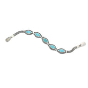 Sterling Silver Turquoise Five Stone Marquise Foxtail Bracelet B966