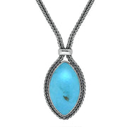 Sterling Silver Turquoise Foxtail Marquise Necklace, N968.