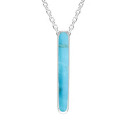 Sterling Silver Turquoise Lineaire Drop Oval Necklace. P2989.