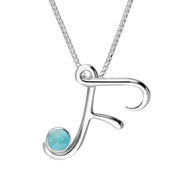 Sterling Silver Turquoise Love Letters Initial F Necklace P3453C