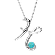 Sterling Silver Turquoise Love Letters Initial H Necklace P3455C