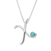 Sterling Silver Turquoise Love Letters Initial X Necklace P3471C