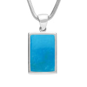 Sterling Silver Turquoise Oblong Necklace. P083.