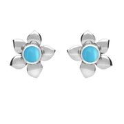 Sterling Silver Turquoise Petal Stud Earrings E028