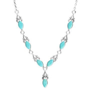 Sterling Silver Turquoise Seven Stone Marquise Necklace. N159.