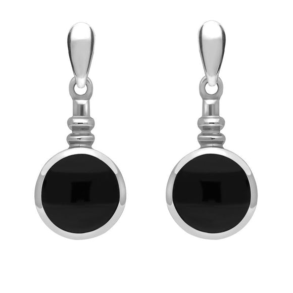 Sterling Silver Whitby Jet Bottle Top Drop Earrings E054