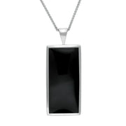 Sterling Silver Whitby Jet Oblong Large Necklace P078