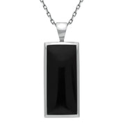 Sterling Silver Whitby Jet Medium Oblong Necklace. P246.