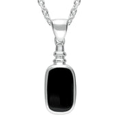 Sterling Silver Whitby Jet Oblong Bottle Top Necklace. P009.