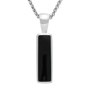 Sterling Silver Whitby Jet Oblong Necklace. P020. 