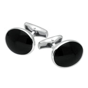 Sterling Silver Whitby Jet Oval Shape Cufflinks, CL415.
