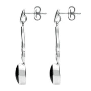 Sterling Silver Whitby Jet Scroll Drop Earrings E089