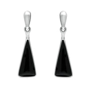 Sterling Silver Whitby Jet Triangle Drop Earrings E145
