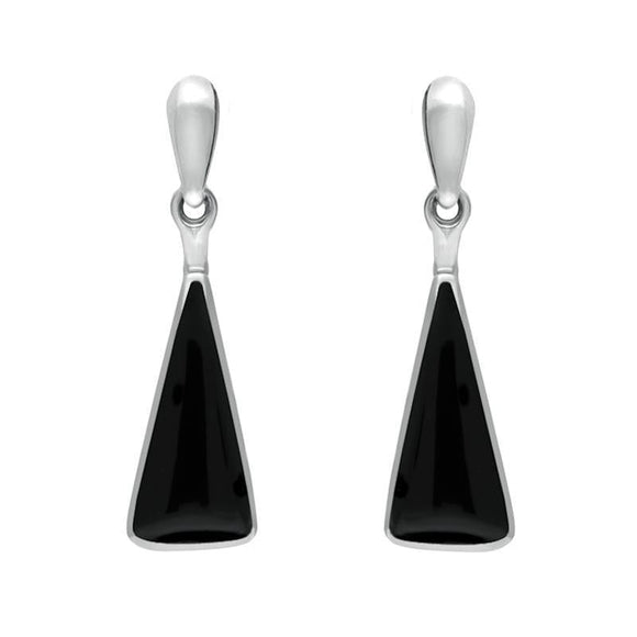 Sterling Silver Whitby Jet Triangle Drop Earrings E145