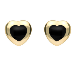 9ct Yellow Gold Whitby Jet Framed Heart Two Piece Set