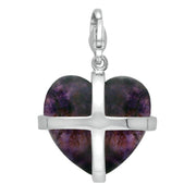 Sterling Silver Blue John Cross Hearts Large Charm. G535.