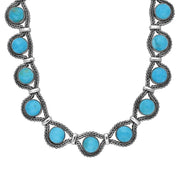 Sterling Silver Turquoise Foxtail Seventeen Stone Necklace N498